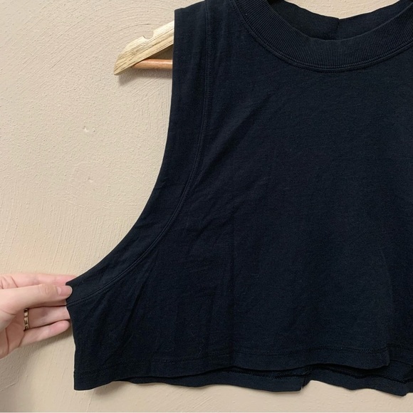 Lululemon All Yours Cropped Cotton Tank Top Train Black Size 12 - Picture 3 of 7